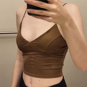 Brown fitted crop top